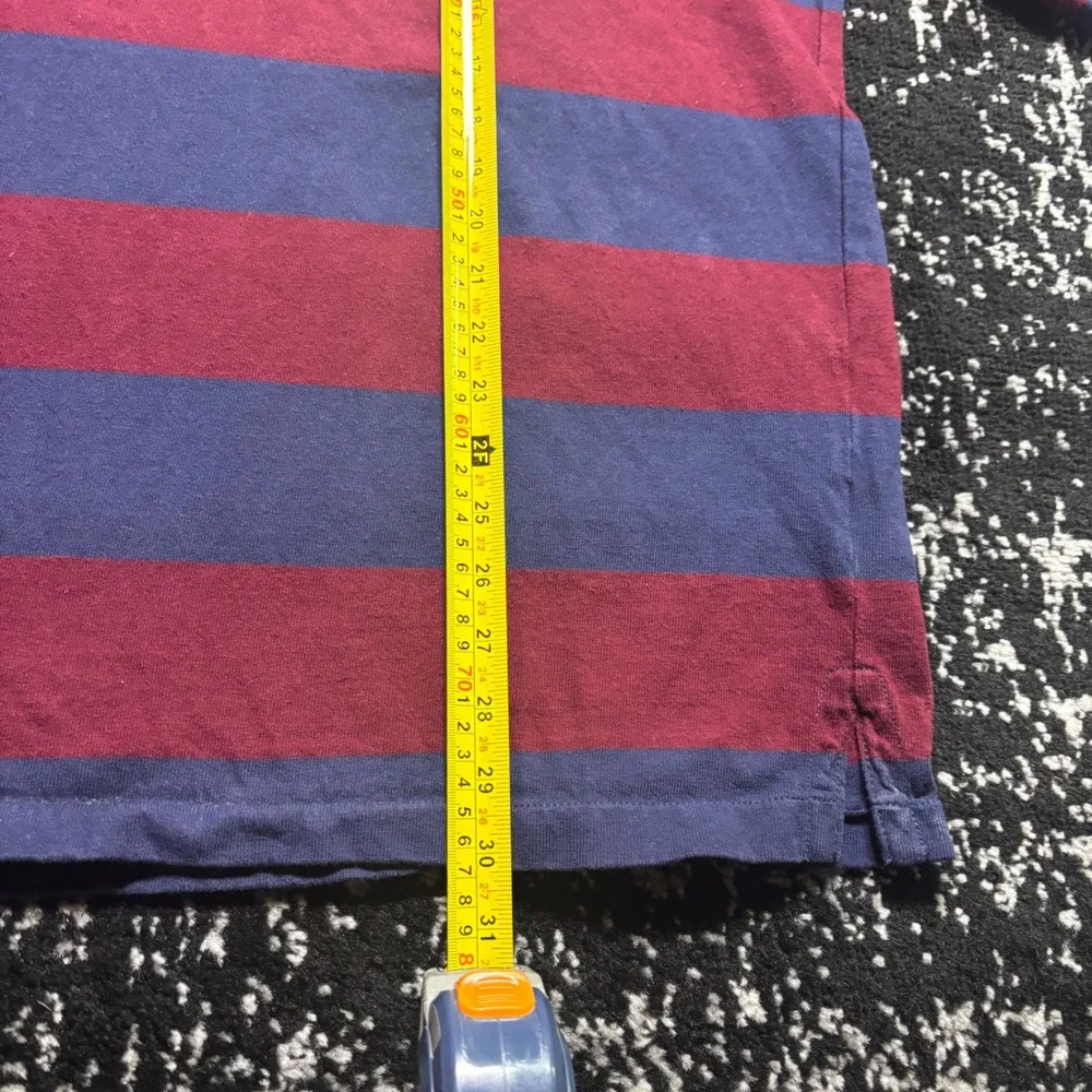 Polo Ralph Lauren Mens Rugby Shirt XL Long Sleeve Striped Navy Burgundy Yellow - Picture 5 of 5